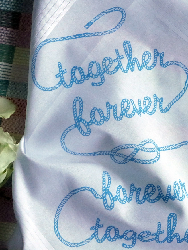 detail of a Mr.PS Together Forever Hankie in sky blue