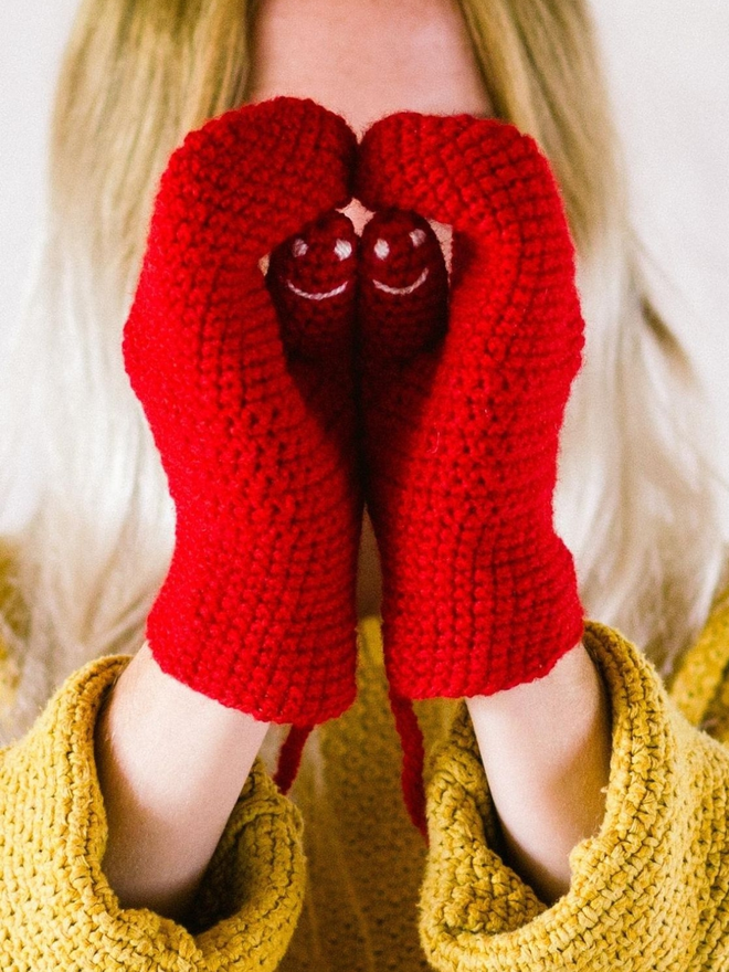 Smiley Face Mittens For Adults
