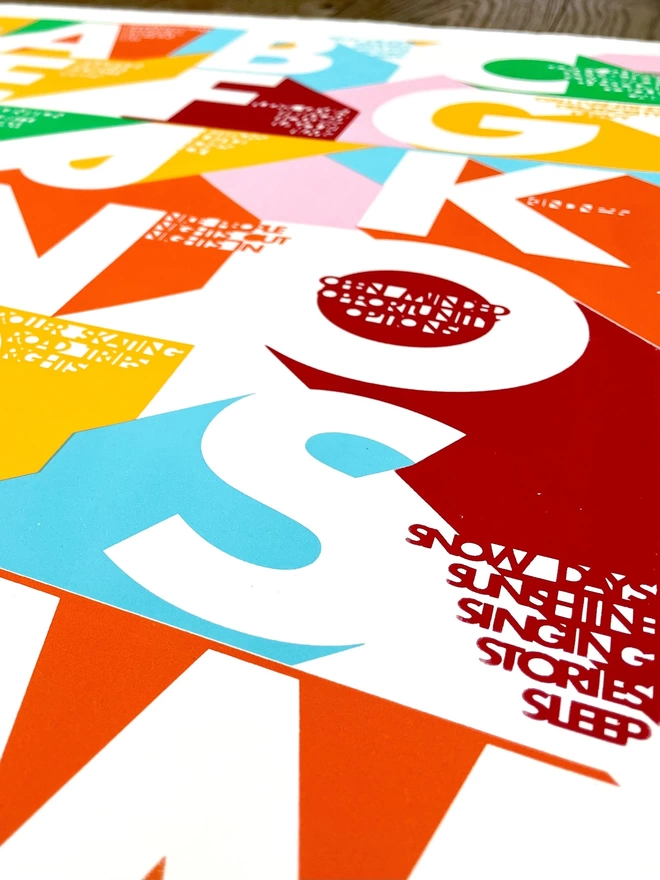 The Alphabet Of More - colourful handmade screenprint art