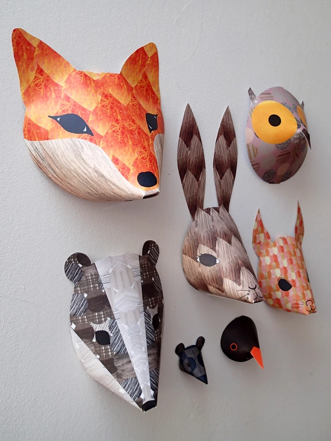 woodland animal wall decorations on the wall, side view