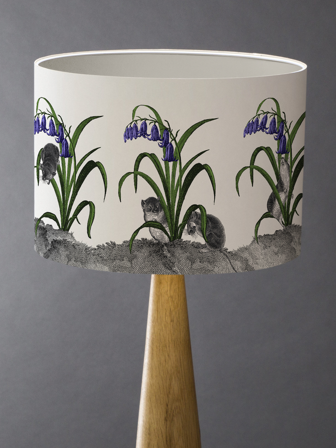 Mountain & Molehill - Mice in Bluebells White Lampshade close up