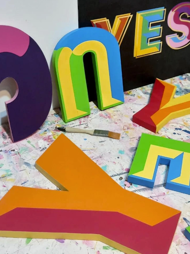 Painted letters work in progress