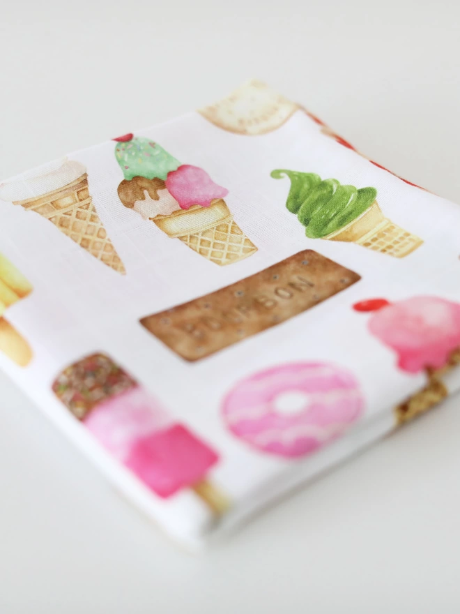 muslin square sweets ice creams biscuits
