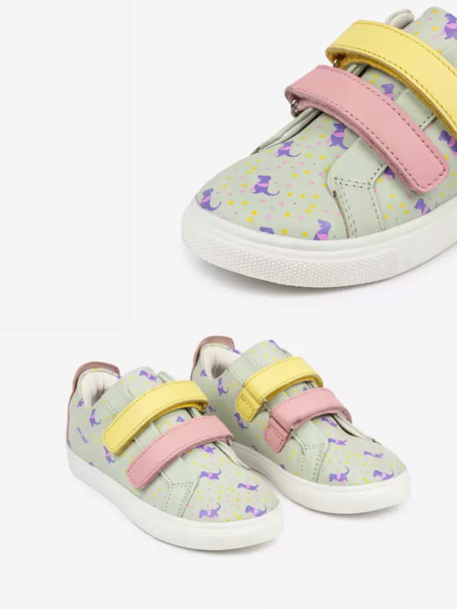 Mint green dinosaur print Pip and Henry sneakers