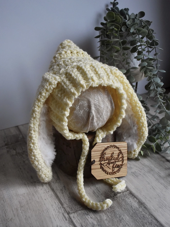 Crochet bunny bonnet