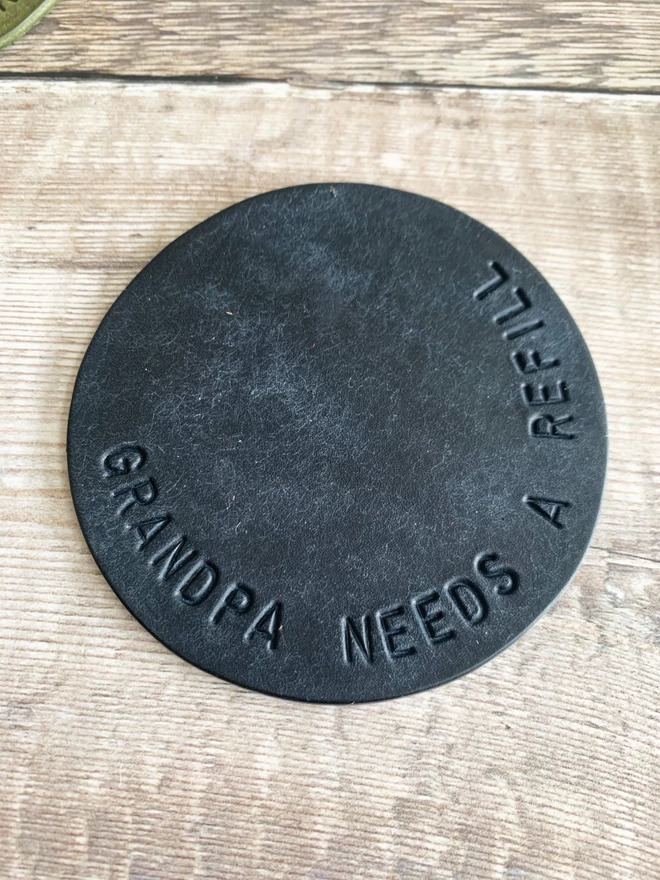 Navy leather coaster perfect gift for Grandpa's