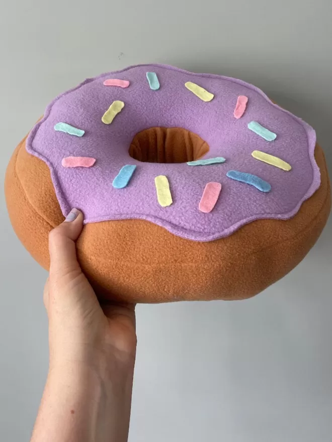 Side profile of Purple Doughnut Cushion Pillow
