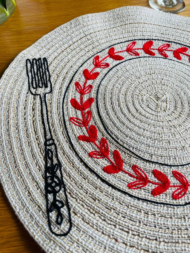 Individual Embroidered Place Setting Placemat