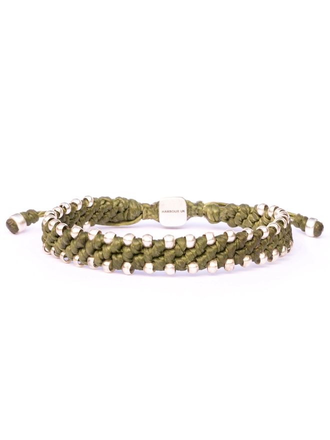 green chunky bracelet for men