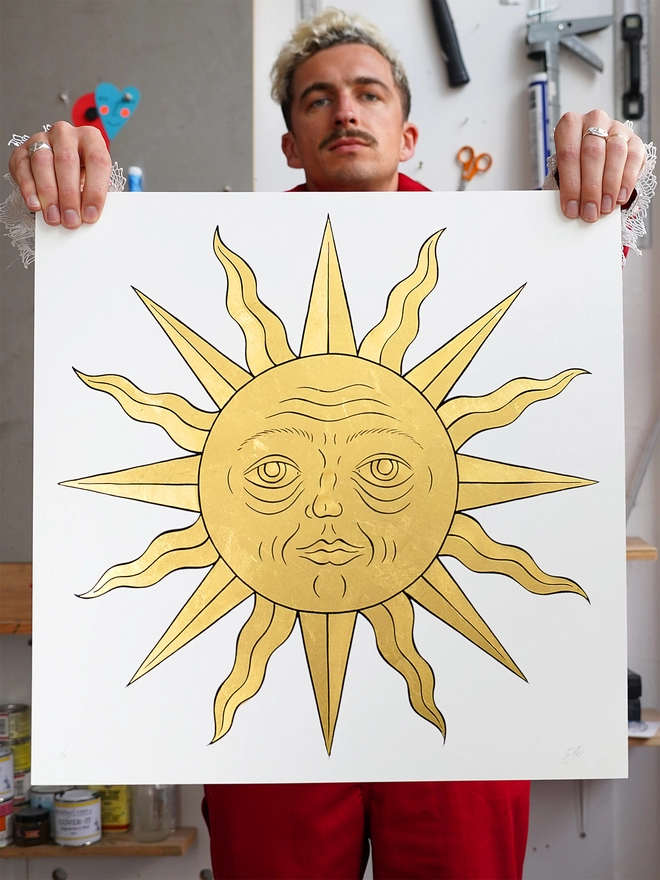 gold sun screen print 