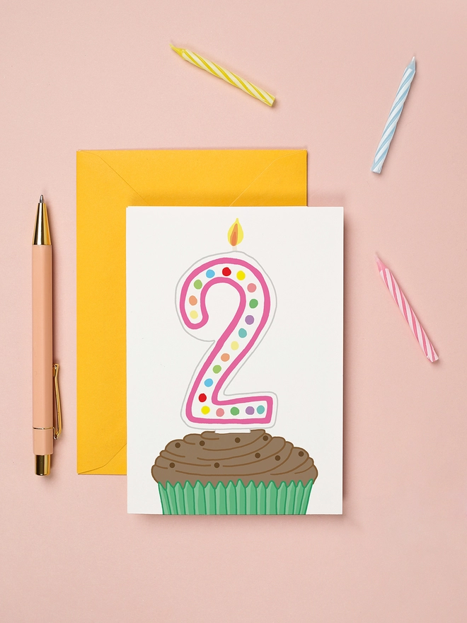 colourful gender neutral second birthday card