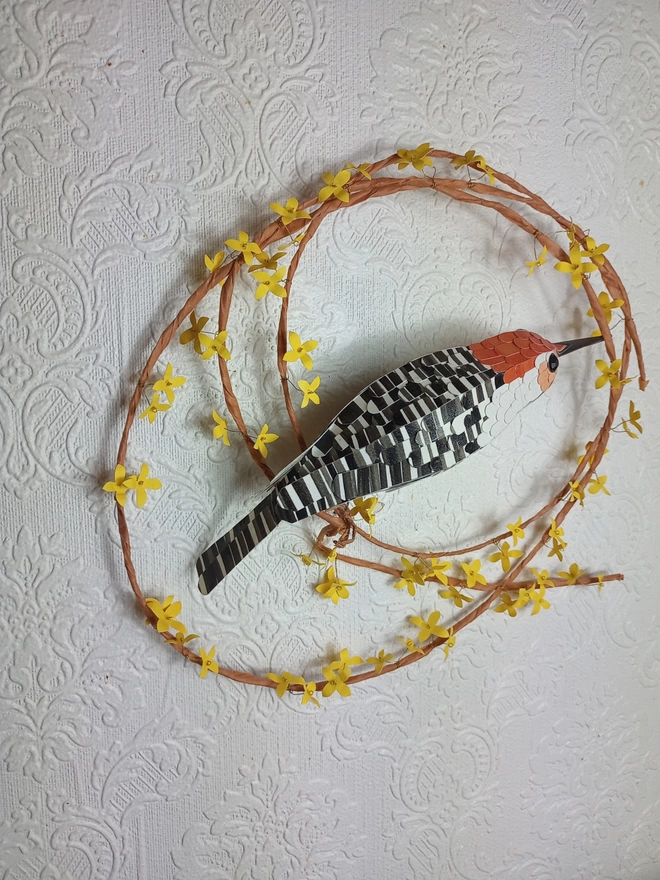 orange bellied woodpecker bird art