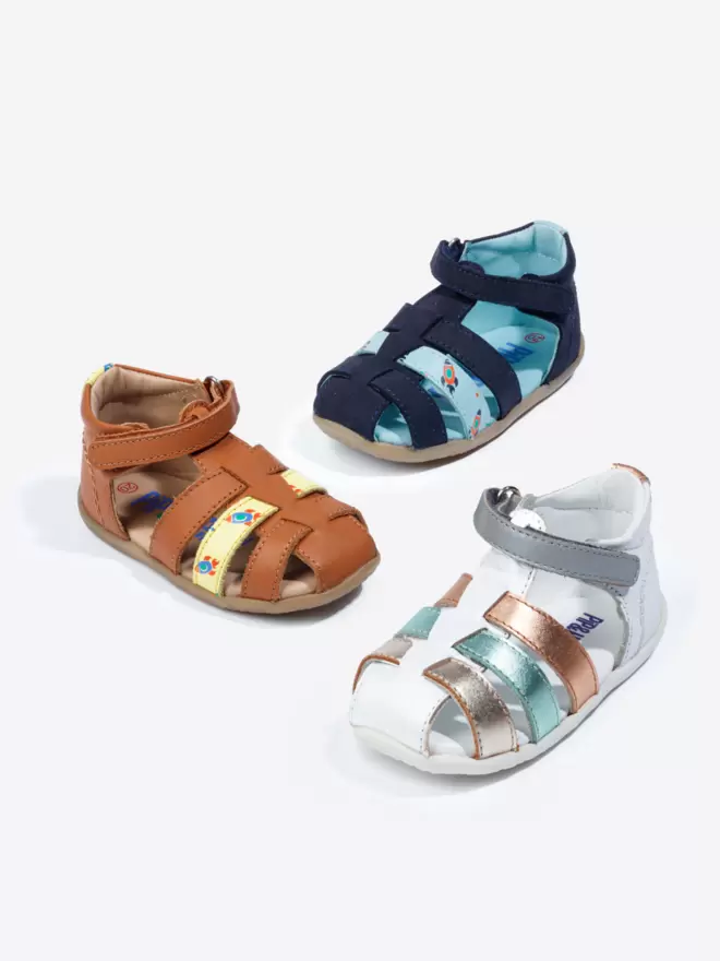 Pip and Henry blue space print gladiator sandal