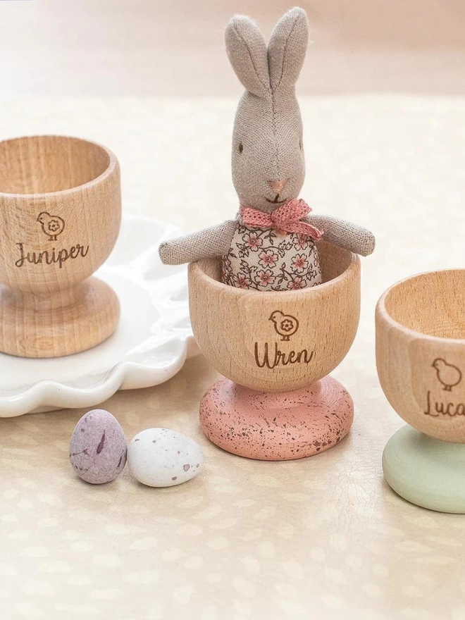Personalised wooden egg cup