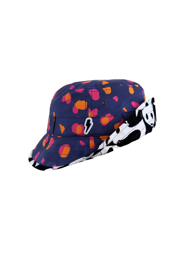 Kids sun bucket hat in spot print side