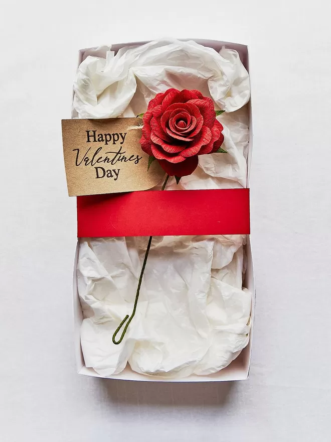 Valentine's Day Paper Rose in a gift box