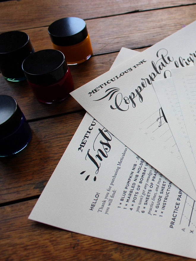 Meticulous Ink Colour Calligraphy Kit - Close up of contents