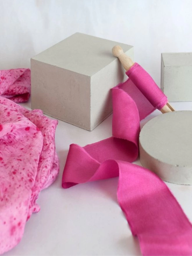Habotai Silk Ribbon - Vivacious Pink
