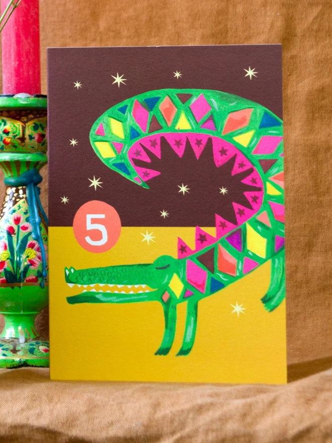 Age 5 Magical Party Croco Birthday Card