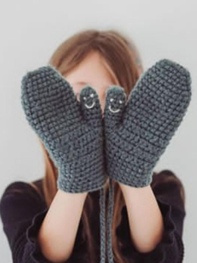 Smiley Face Mittens For Adults