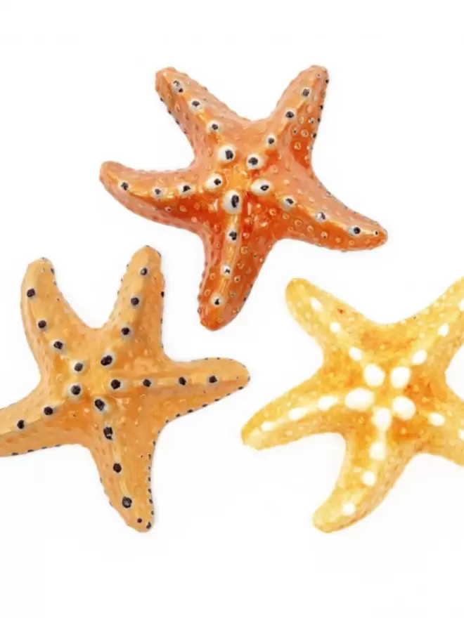 Realistic edible chocolate starfish on white background