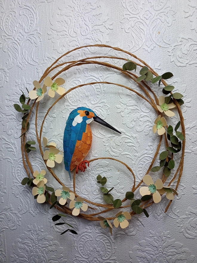 handmade bird sculpture of a kingfisher
