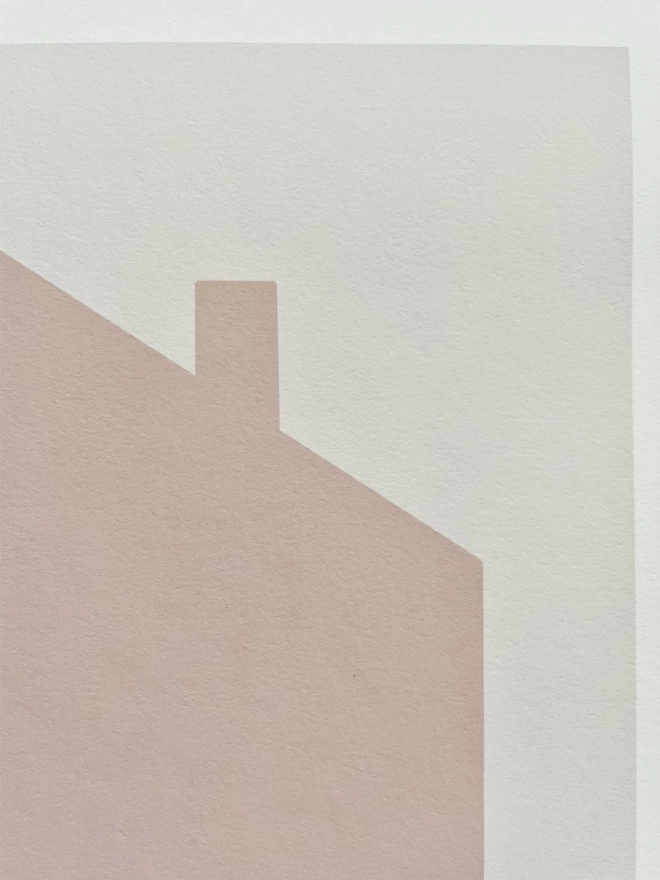Pink House Children's illustration wall print close up