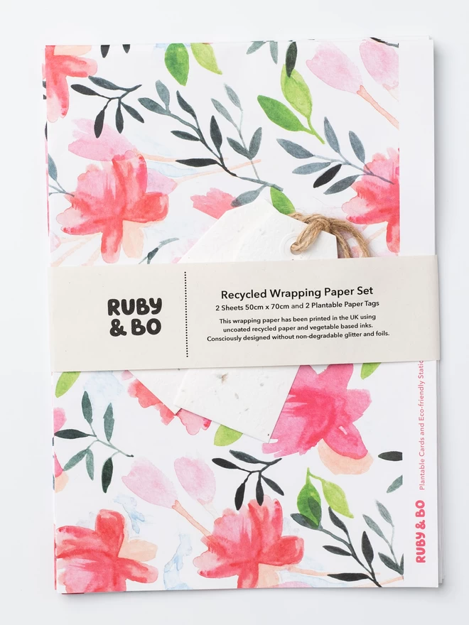 Roses Recycled Wrap & Plantable Tag Set