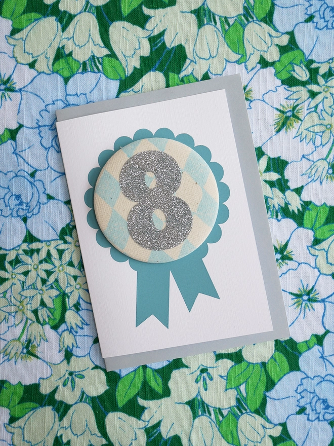 silver number eight birthday badge