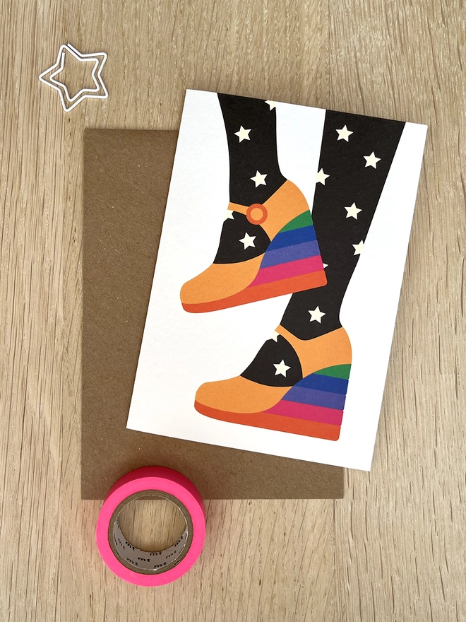 Disco Shoes Greetings Card