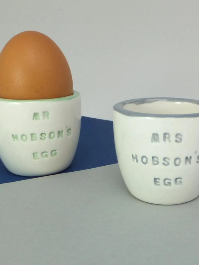 Pair of personalised egg cups