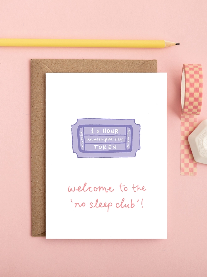 humorous and funny gender neutral new baby card for sleep deprived parents