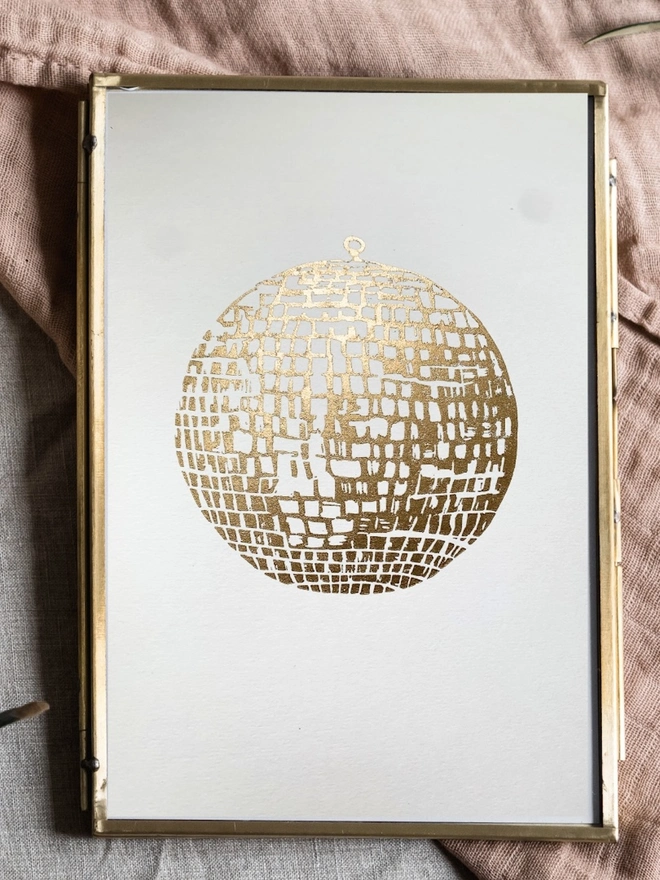 'There'd Better Be A Mirrorball' White on Gold Print