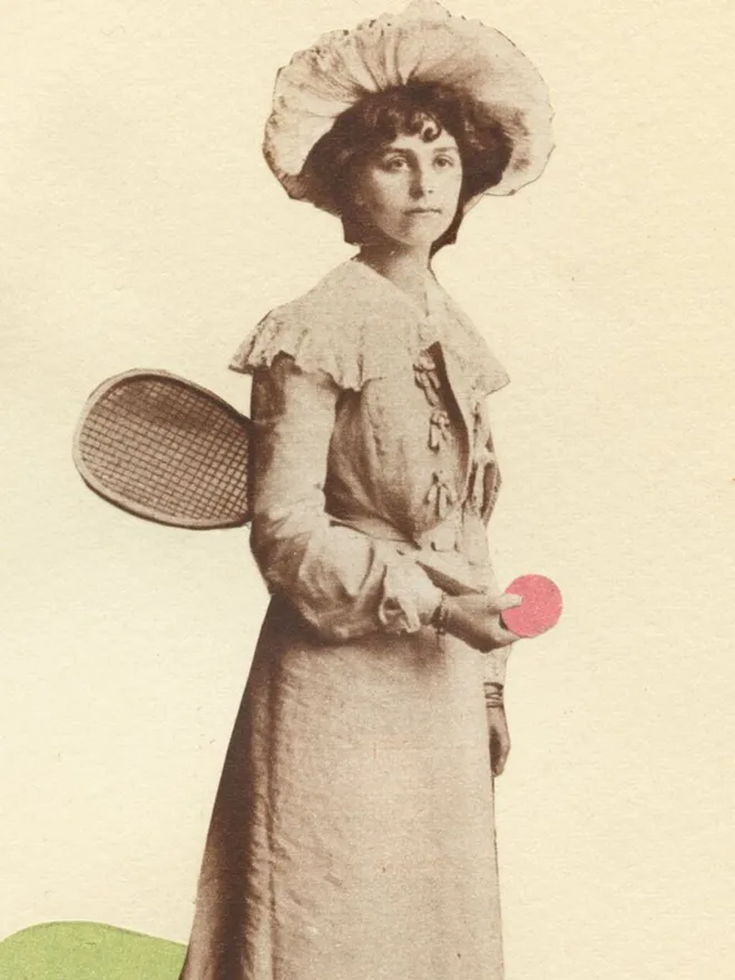 Original Female Tennis Collage On Paper - Tennis Season