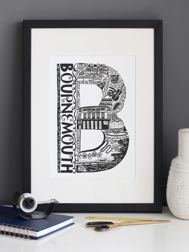 Bournemouth Framed print letter B