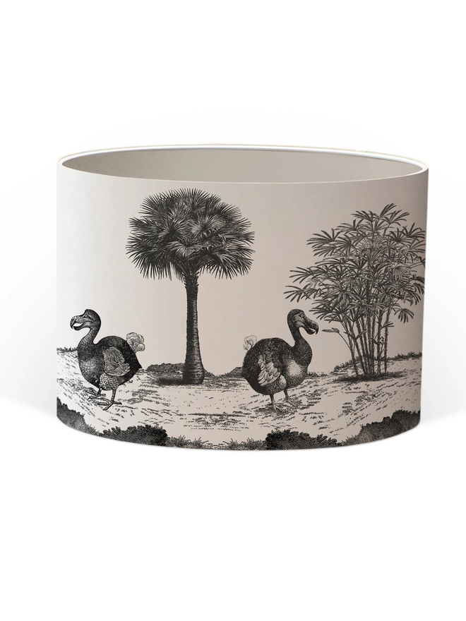 Drum Lampshade featuring Dodos with a white inner on a white background