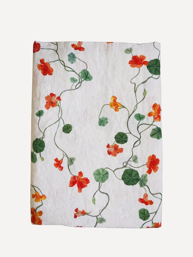LINEN TABLECLOTH PRINTED WITH NASTURTIUMS