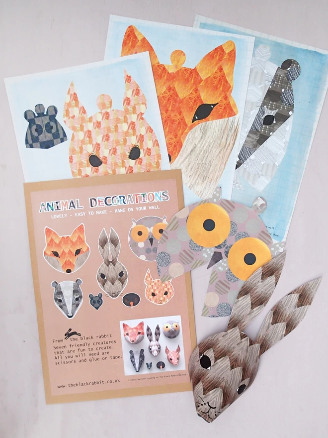 Contents of the animal decoration paper kits