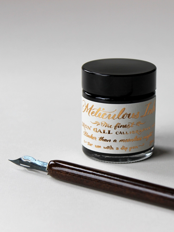 Meticulous Iron Gall Ink - Pot with nib holder