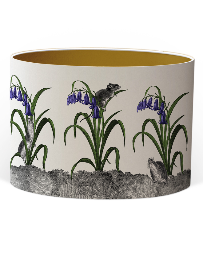 Mountain & Molehill - Mice in Bluebells lampshade with gold inner  Cut Out