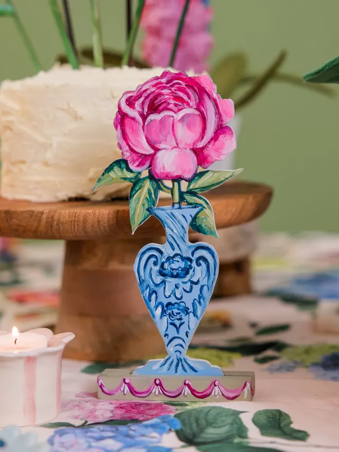 Rose And Vase ~ Hand Painted Decorative Wooden Rose