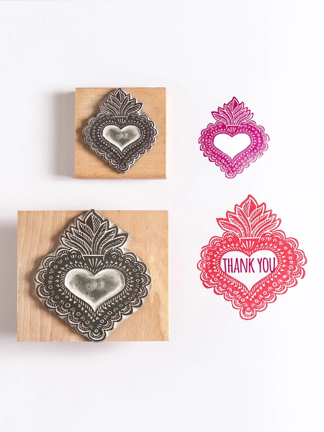 handmade stamps, mexican heart