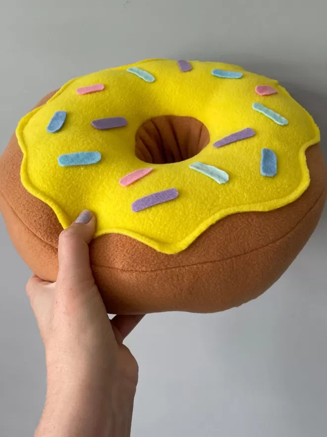Side profile of Yellow Doughnut Cushion Pillow