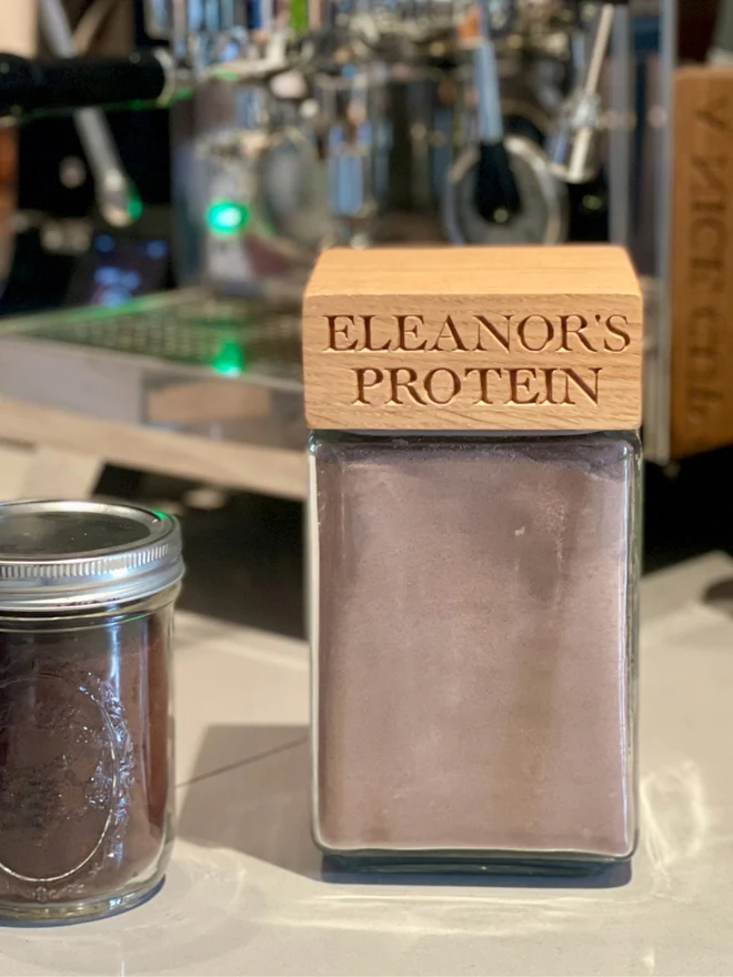 Personalised Oak 'Protein' Jar