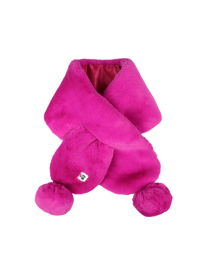 Kids winter faux fur scarf pink