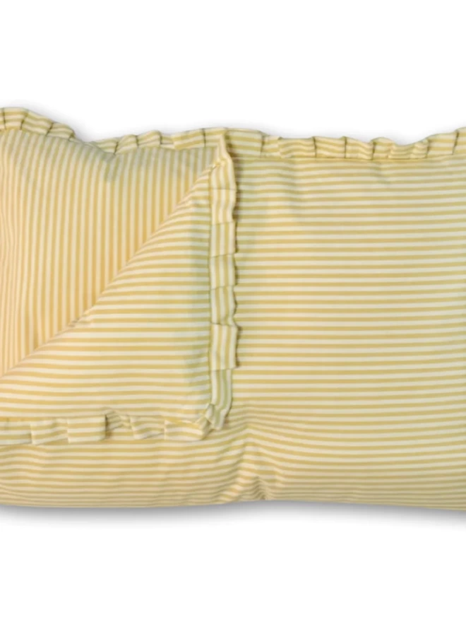 Yellow Candy Stripe Quilt With Frill