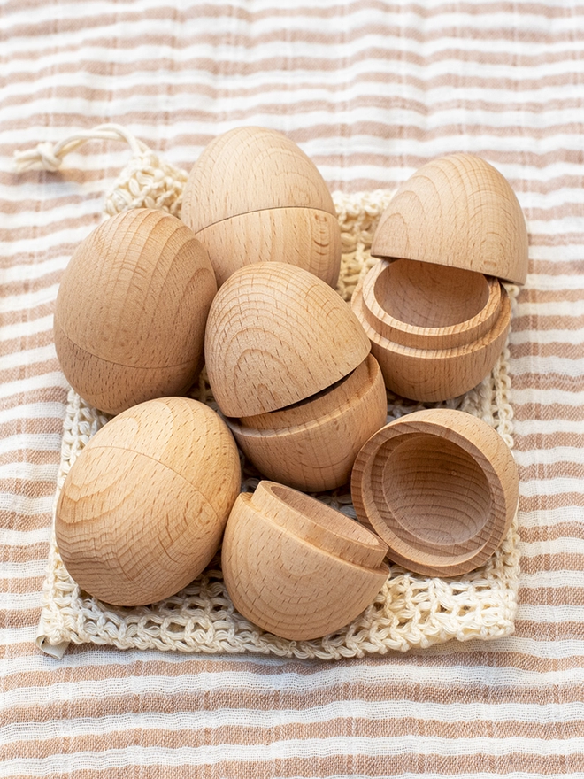 Hollow Wooden Eggs set of 6