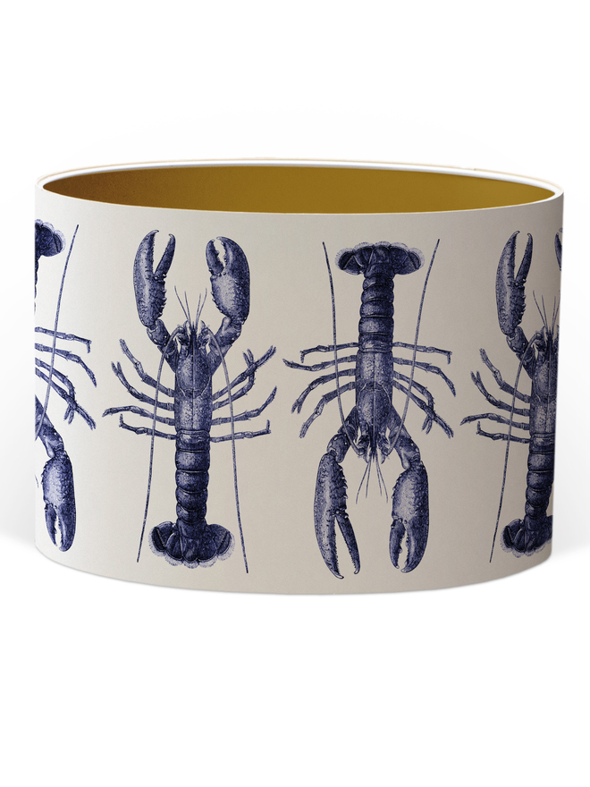 Mountain and Molehill – Blue Lobster Lampshade cut out with gold inner