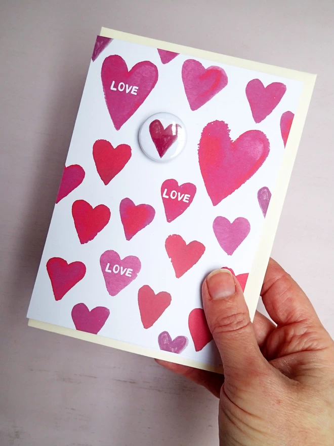 Love heart greeting card with cream envelope