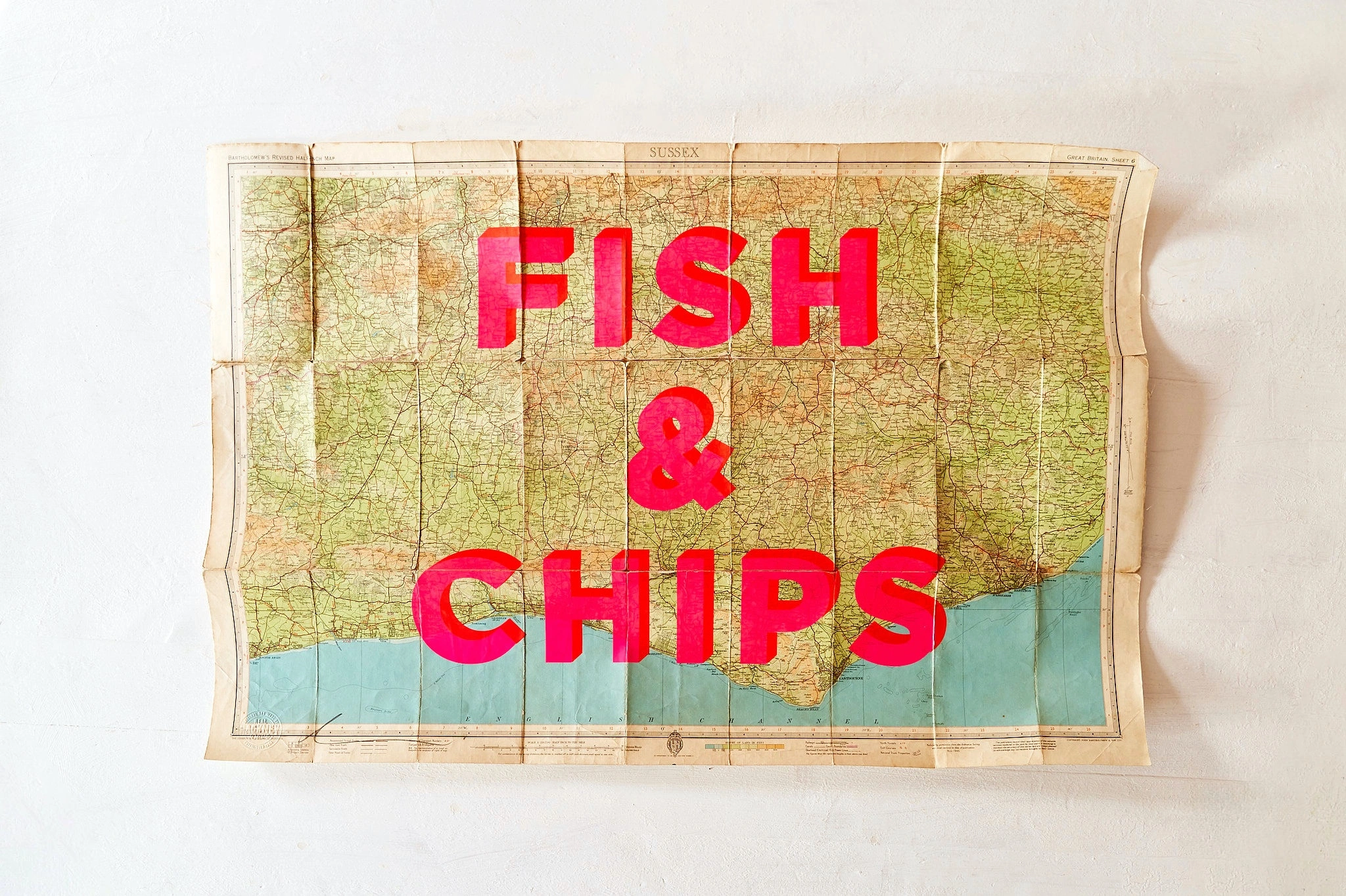 Fish and chips map print